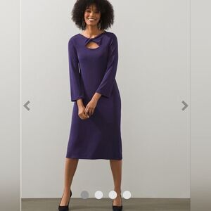 Chicos Travelers Twist-Front Midi Dress Size 0 in Midnight Violet NWT in pkg